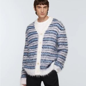 MARNI Men's Striped Mohair Cardigan Sweater